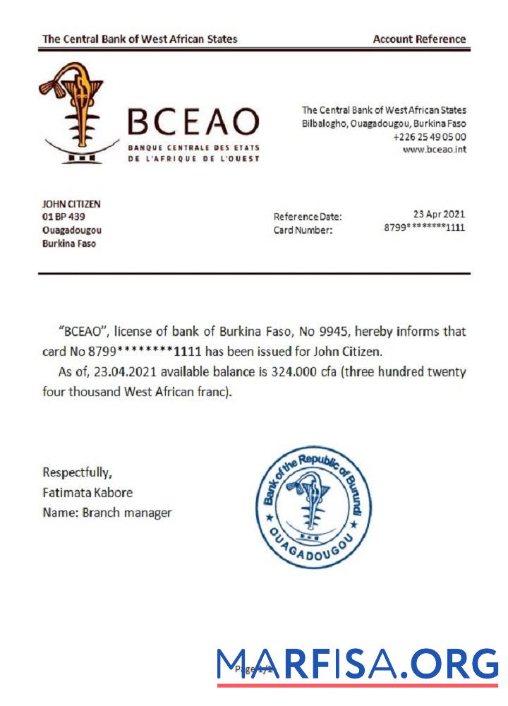 Downloadable Burkina Faso The Central Bank of West African States reference example